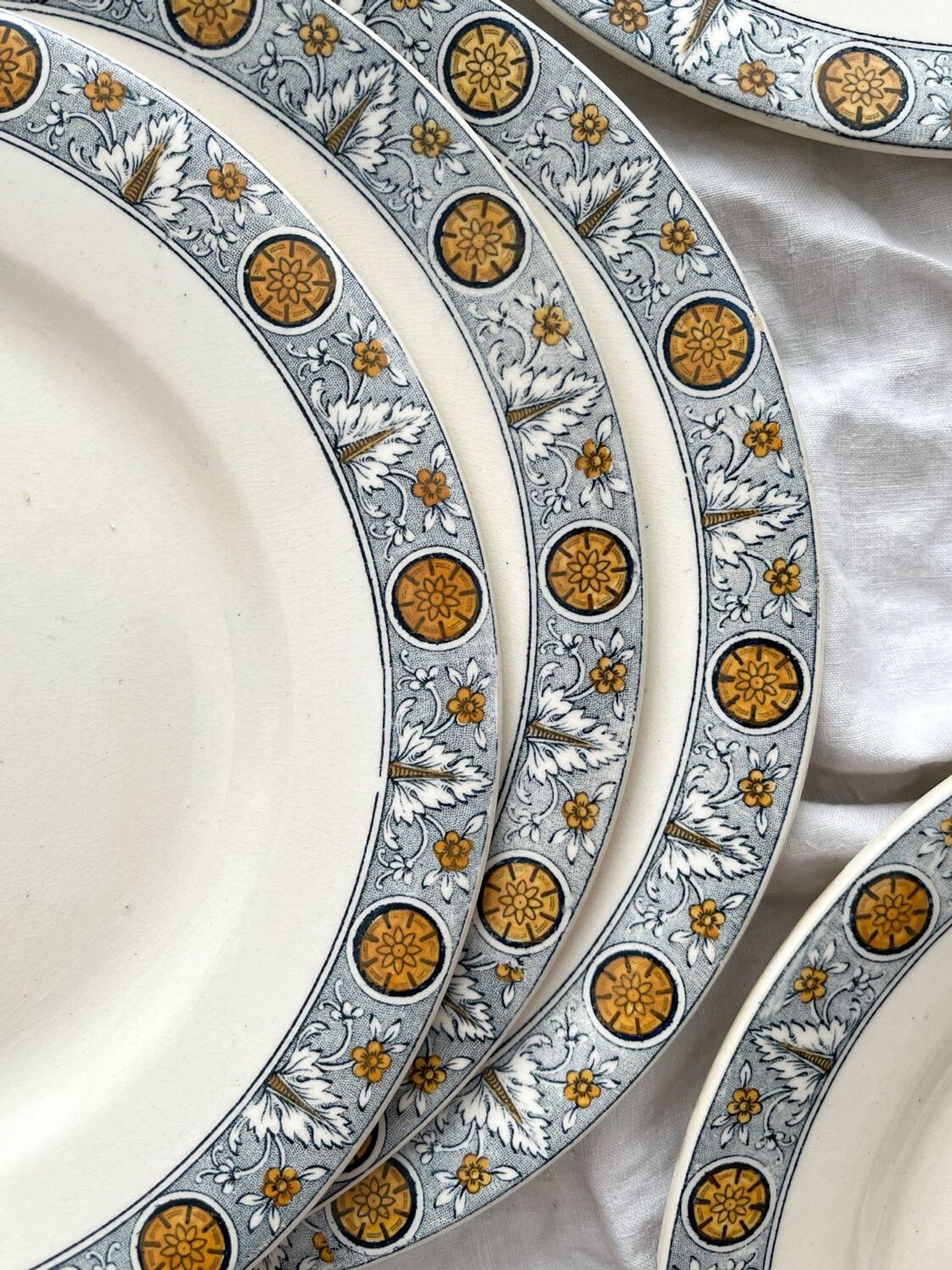 10 assiettes plates en terre de fer « Lamartine » Salins