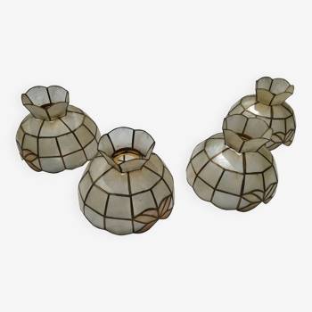 Set of 4 lampshade suspensions in mother-of-pearl