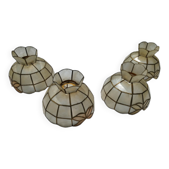 Set of 4 lampshade suspensions in mother-of-pearl