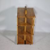 Solid cherry wood rolling shelf, unique piece, 1970s