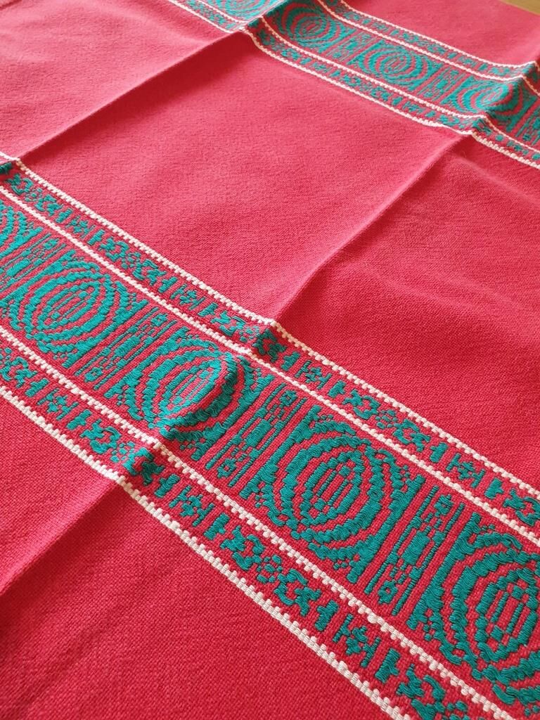 Vintage Basque tablecloth vermilion 170X140 and 5 towels