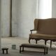 Danish oak footrest with hand-embroidered cushion and rattan seat, baroque, 1940s.
