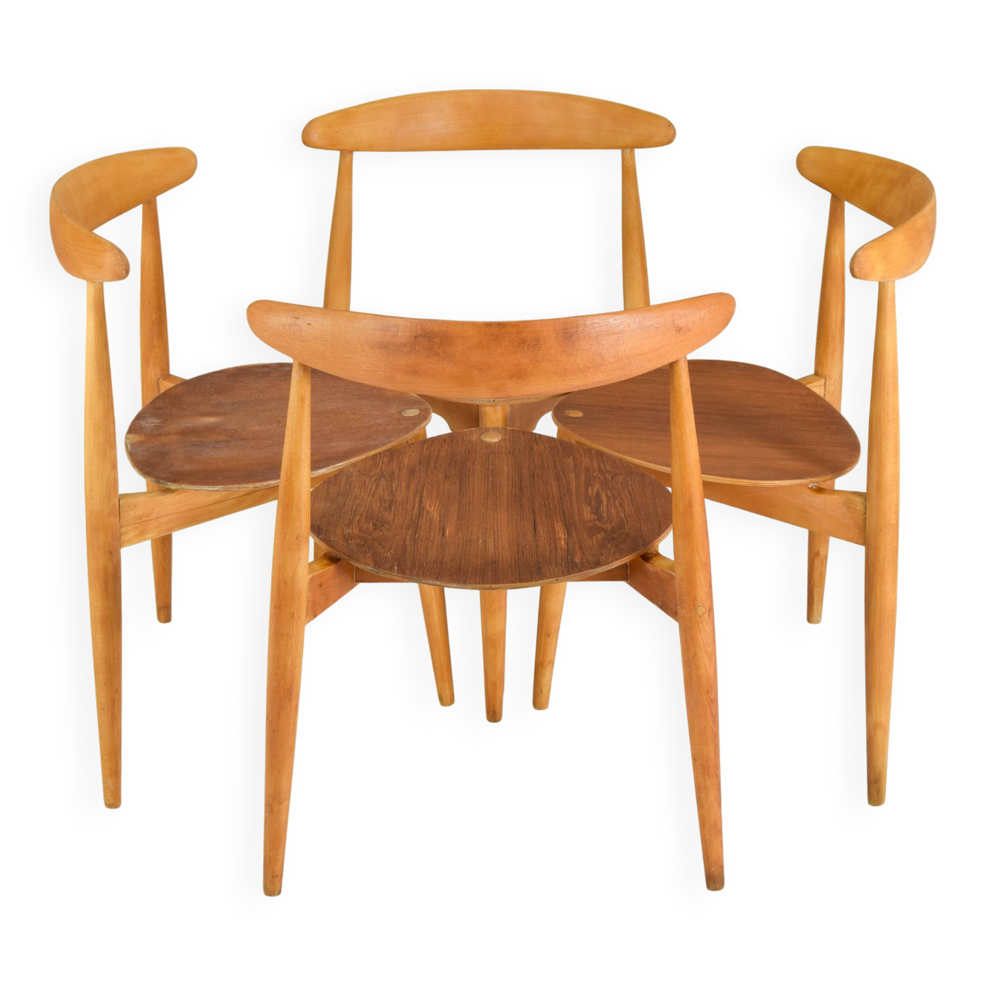 FH4103 Heart dining chairs by Hans Wegner for Fritz Hansen, Denmark 1950s