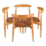 FH4103 Heart dining chairs by Hans Wegner for Fritz Hansen, Denmark 1950s