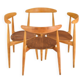 FH4103 Heart dining chairs by Hans Wegner for Fritz Hansen, Denmark 1950s