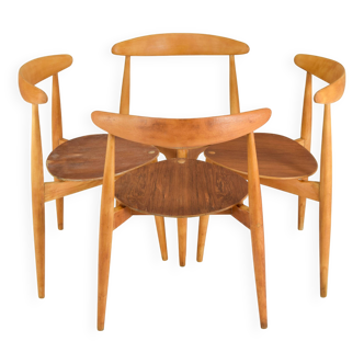 FH4103 Heart dining chairs by Hans Wegner for Fritz Hansen, Denmark 1950s