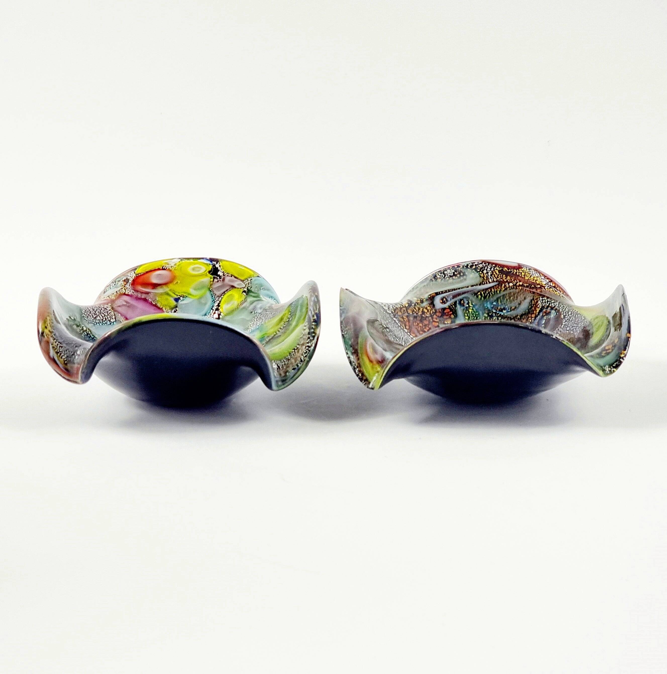 Pair of Mid Century Murano Glass Bowls by Dino Martens for AVEM (Italy, 1950s/1960s)