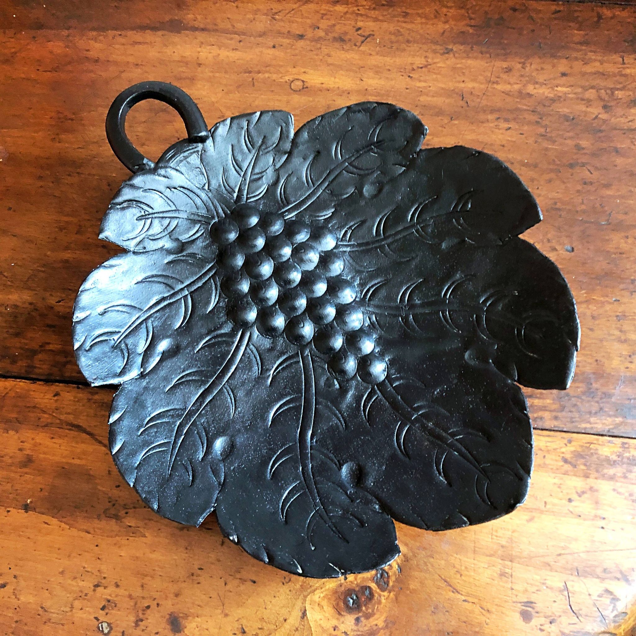 Artisanal embossed metal tripod dish