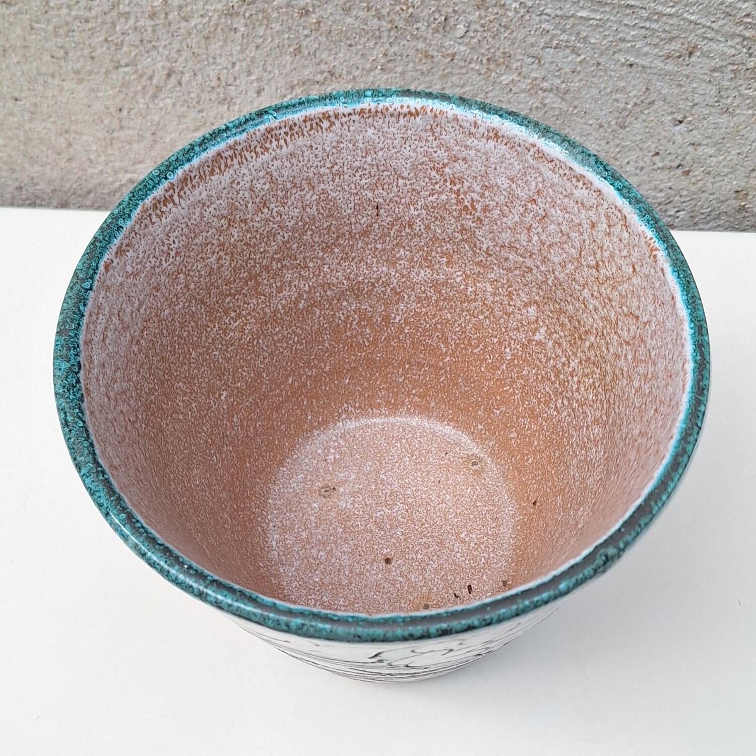 Cache pot en terre cuite emaillée Italie