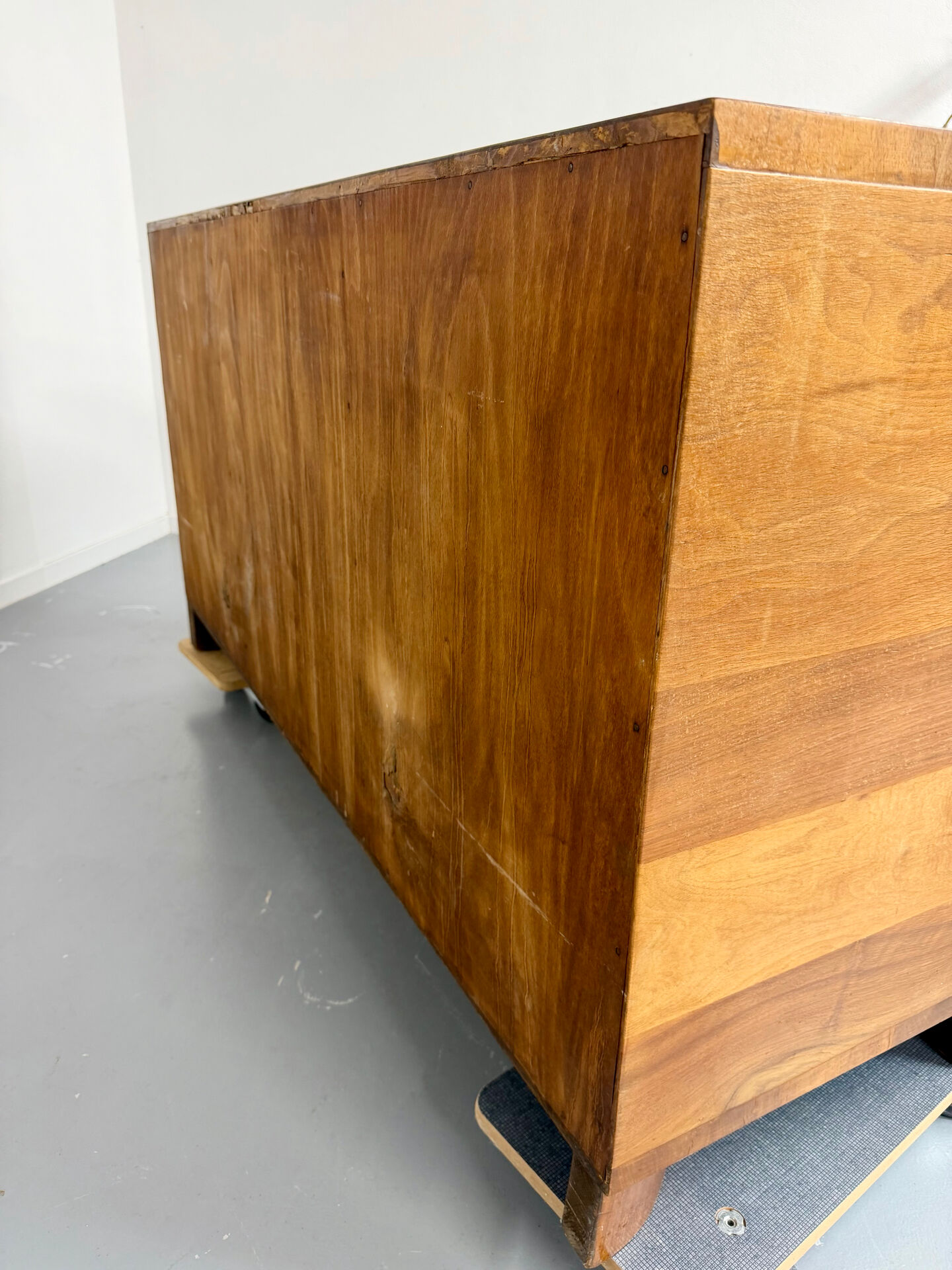Antique walnut sideboard in Art Deco style from the 1930s.