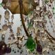 Chandelier en verre de Murano perlé doré en tole florentine italienne des années 1950 à 6 lumières