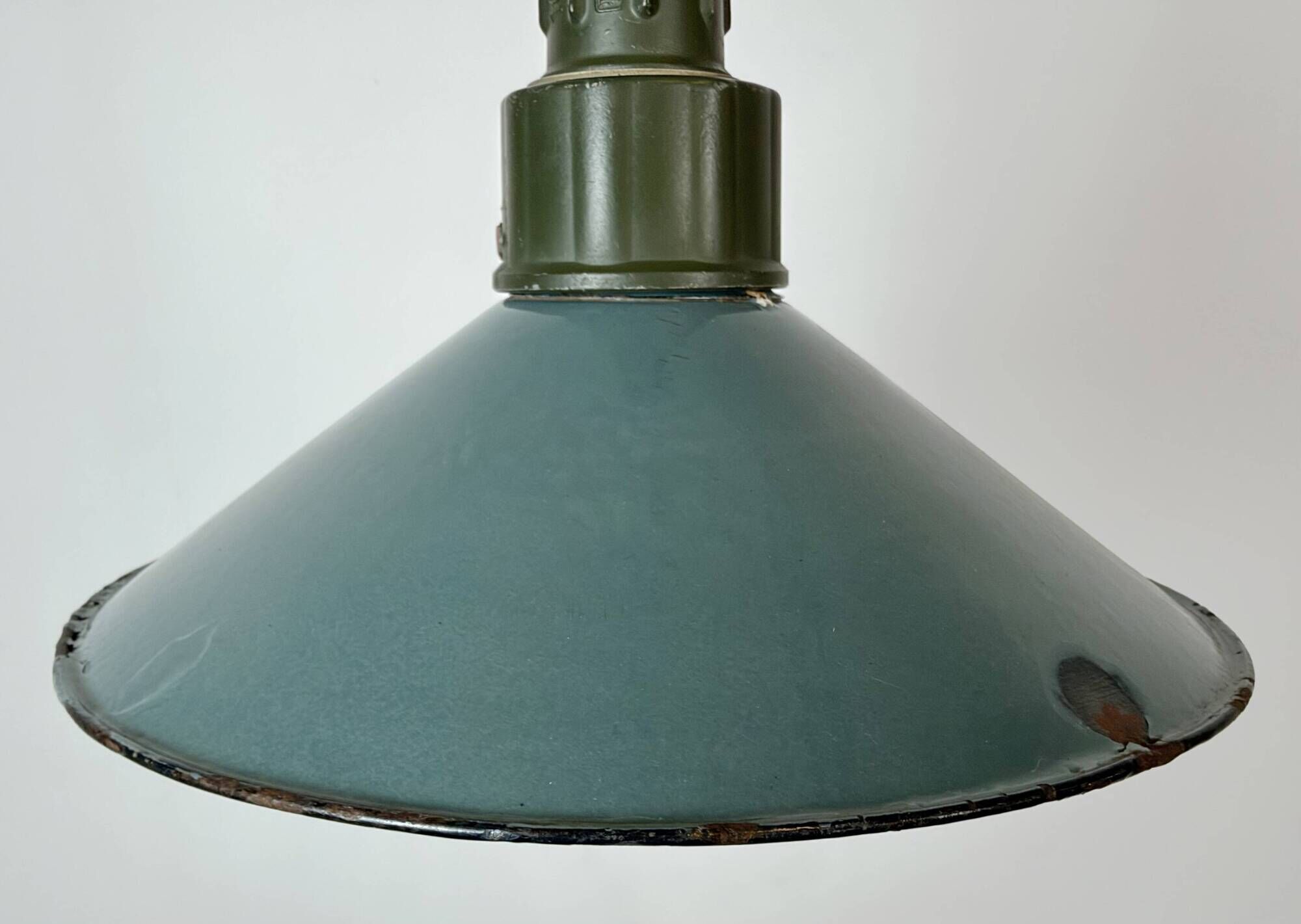 Industrial Petrol Enamel Military Pendant Lamp with Cast Aluminium Top