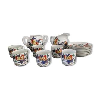 Ensemble de 6 tasses et ses 6 sous tasses, théière et pot à lait fine porcelaine Japon/Chine