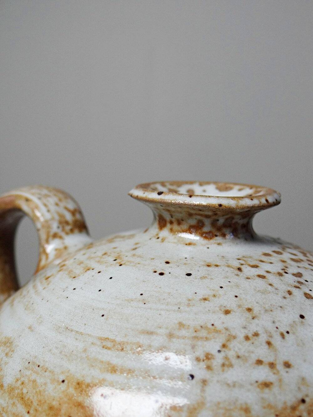 Petite cruche chevrette grès émaillé artisanal vintage 60-80