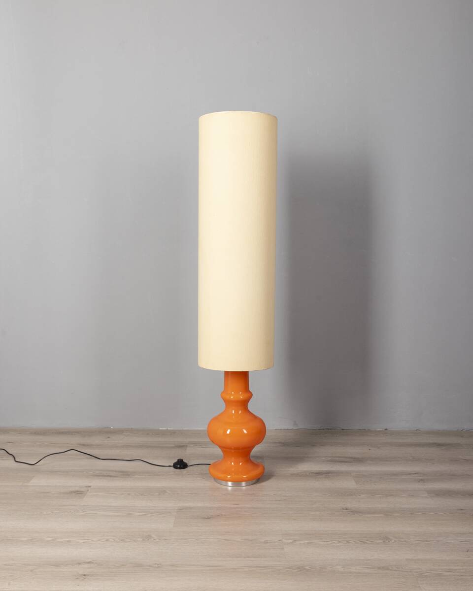 Lampadaire vintage années 70 en verre orange design italien