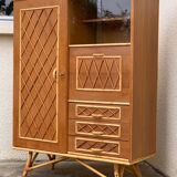 Armoire rotin et pieds compas 1960