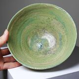 Wabi-Sabi handcrafted ceramic bowl in celadon green, 20th-19th century.