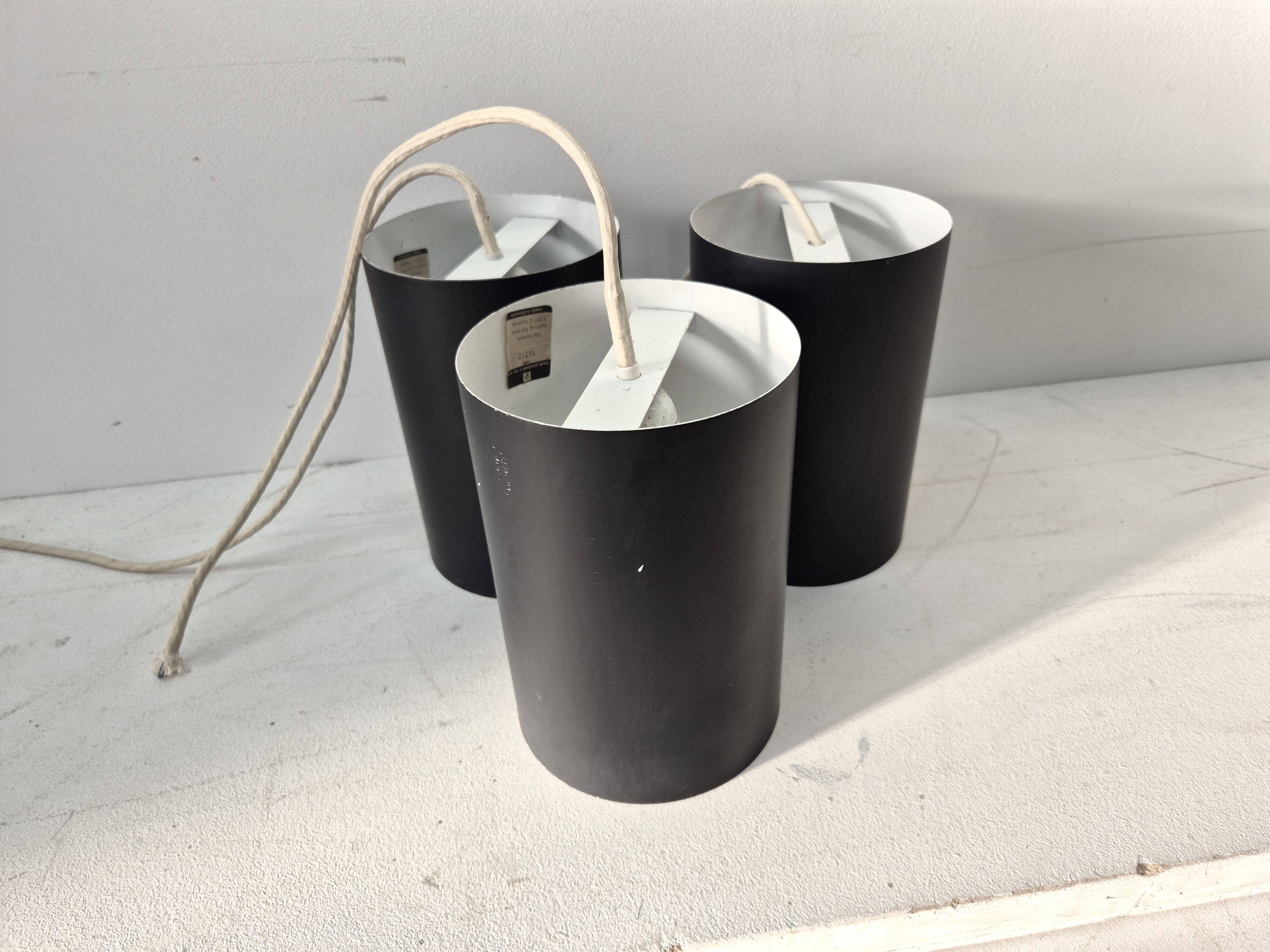 6 Louis Poulsen "pipe" pendant lights, 1960s, lacquered steel