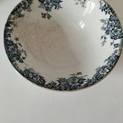 Antique salad bowl from Moulin des Loups, blue Marie-Louise pattern