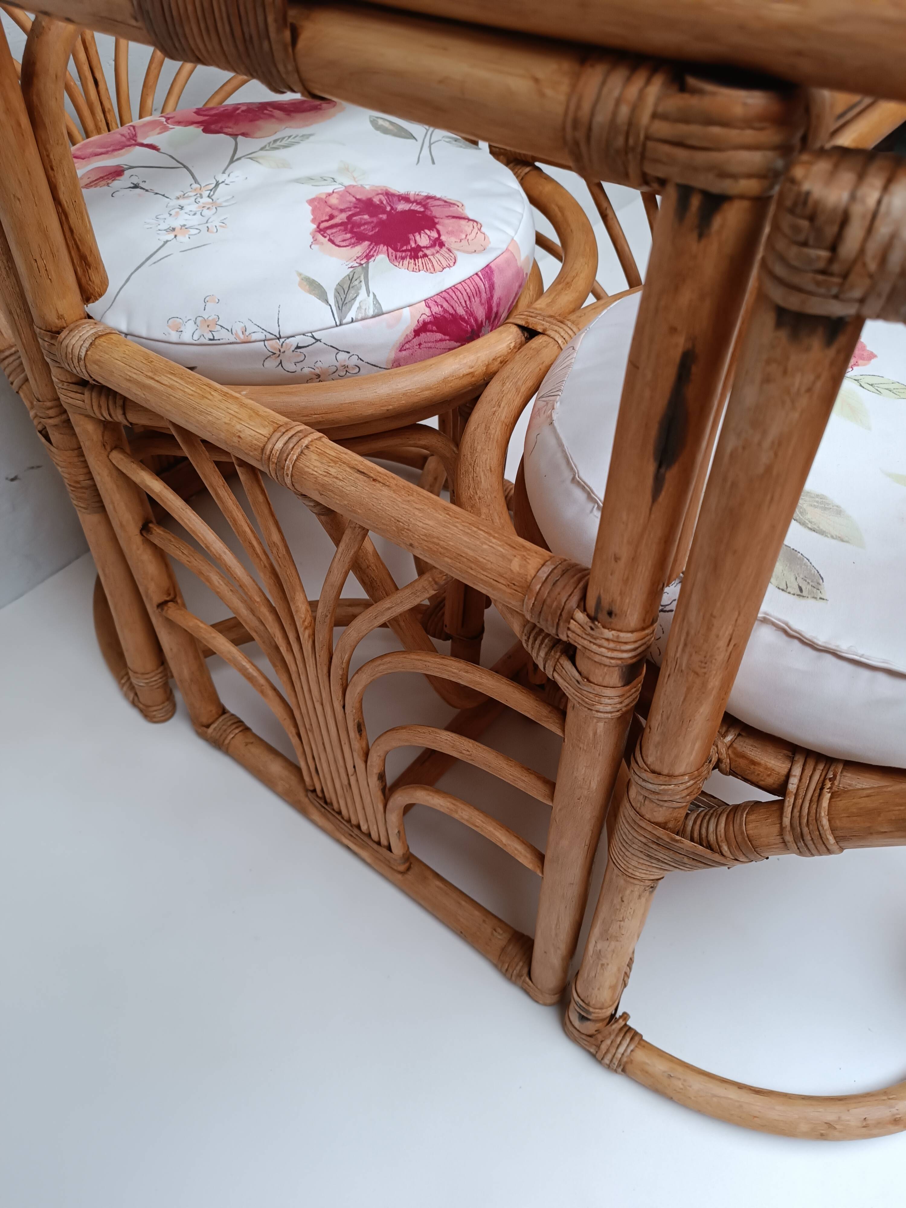 Vintage rattan table and chairs set