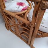 Ensemble table et chaises rotin vintage