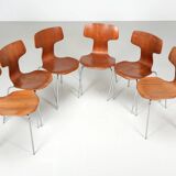 Arne Jacobsen, set of 6 chairs model 3103 known as Marteau ed. Fritz Hansen