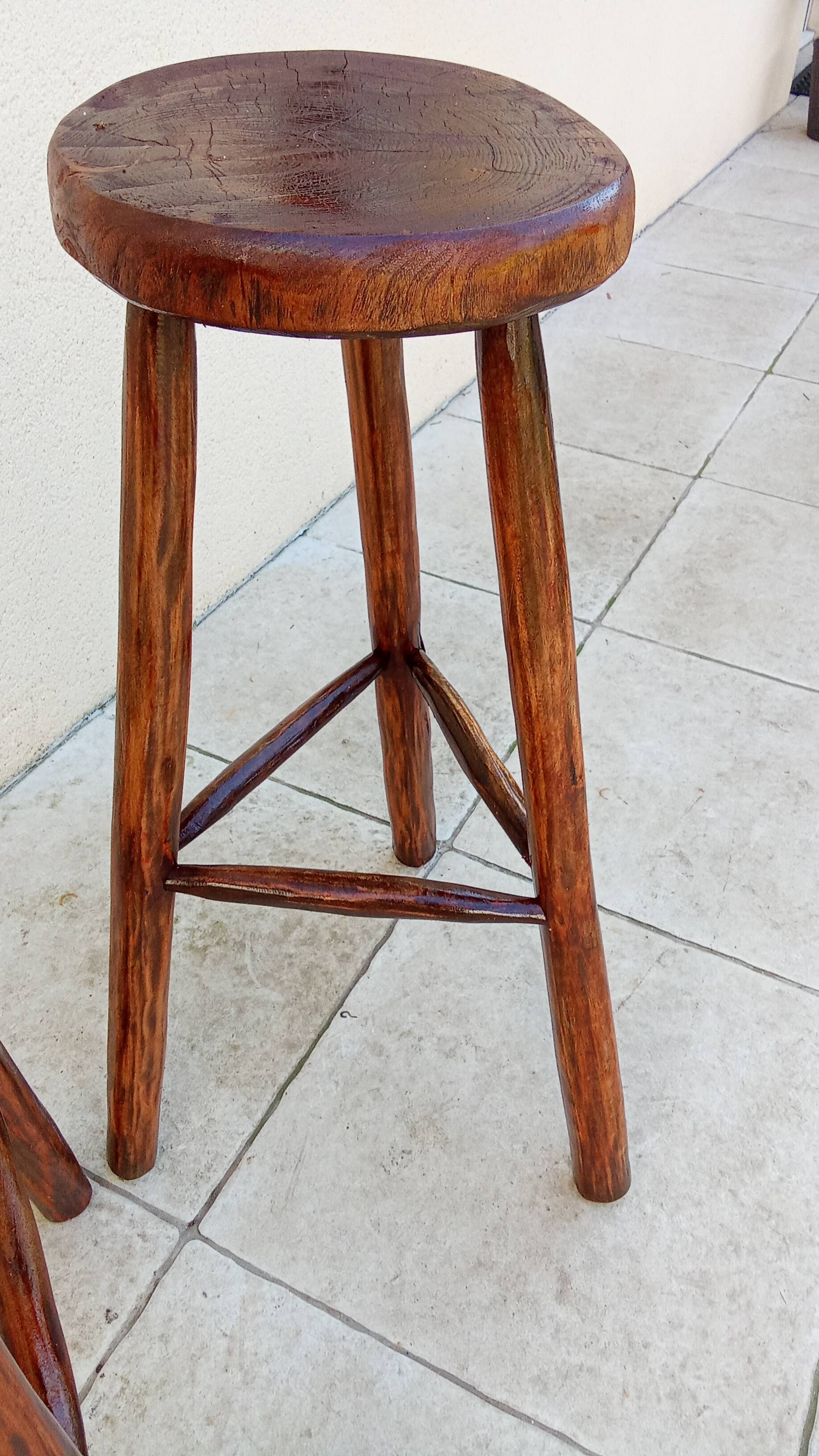 Pair of vintage brutalist high stools