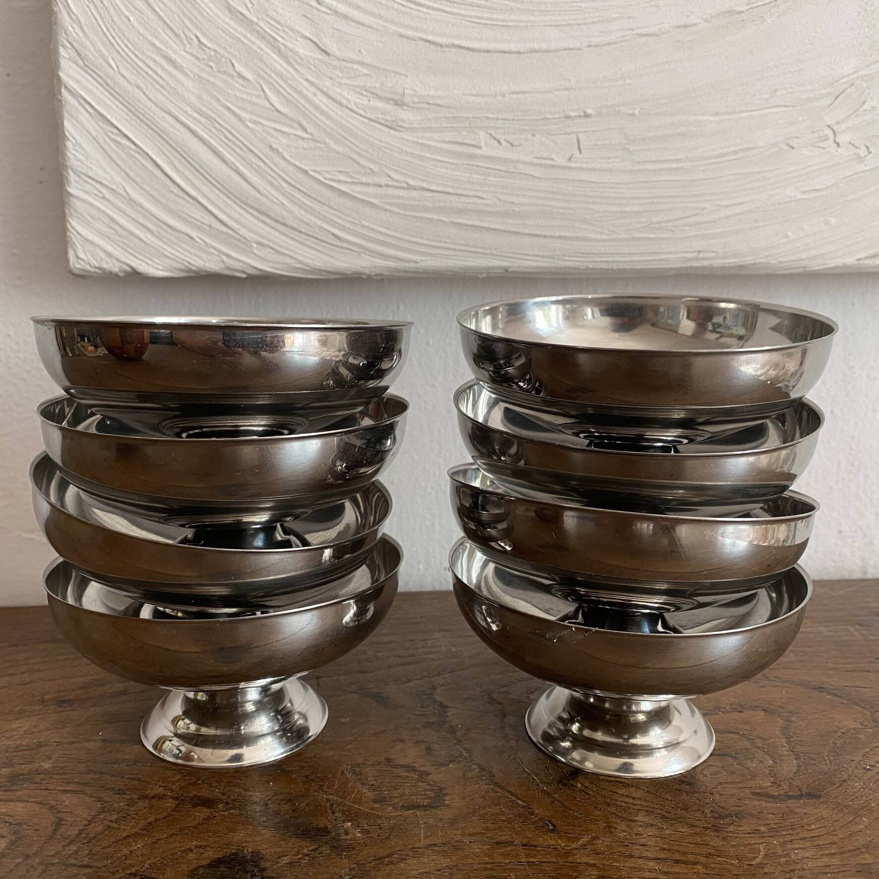 Vintage stainless steel ice cream cups