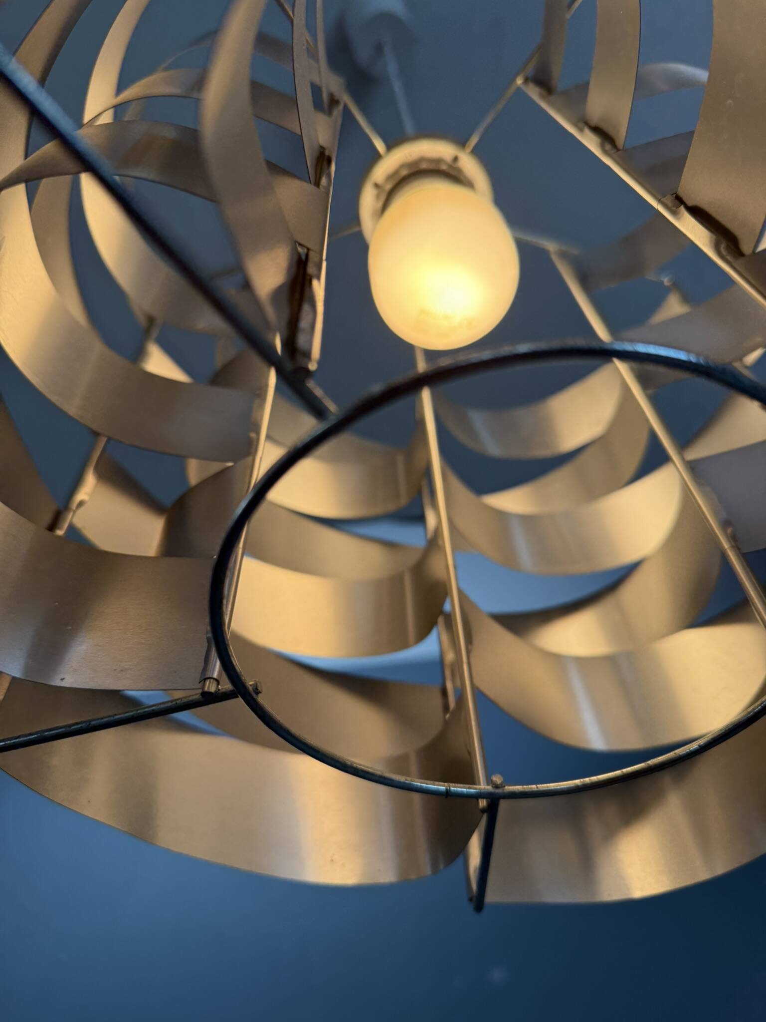 Max Sauze aluminum pendant lamp, mid-century modern, France, 1970s