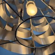 Max Sauze aluminum pendant lamp, mid-century modern, France, 1970s