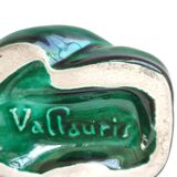 Set of 2 green ceramic candlesticks signed Hubert Pernin, Vallauris