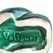 Lot de 2 Bougeoirs en céramique verte signés Hubert Pernin, Vallauris