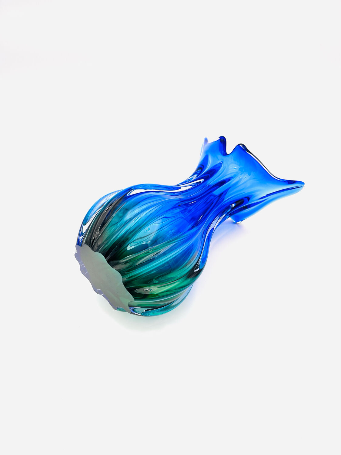 Large Murano Sommerso Vase 33cm - Cobalt Blue & Emerald - 2.8kg