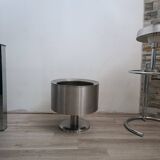 Large brushed metal plant pot holder 1970