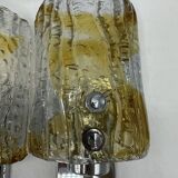 Duo of two-tone Murano Mazzega wall lights 1970