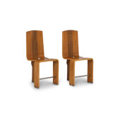 Series of eight blond cherry chairs, 1980s