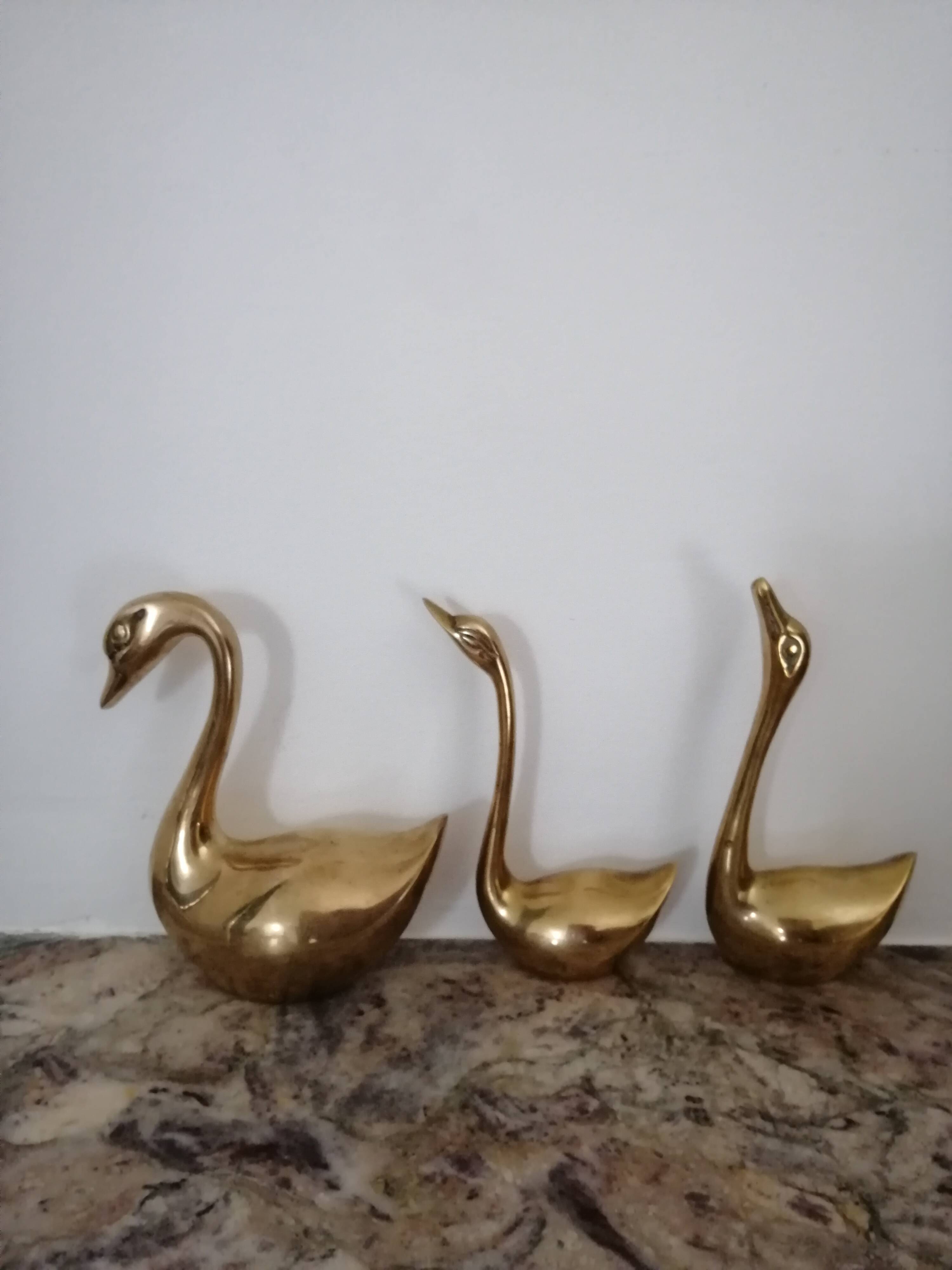 Trio of ducks gilded brass