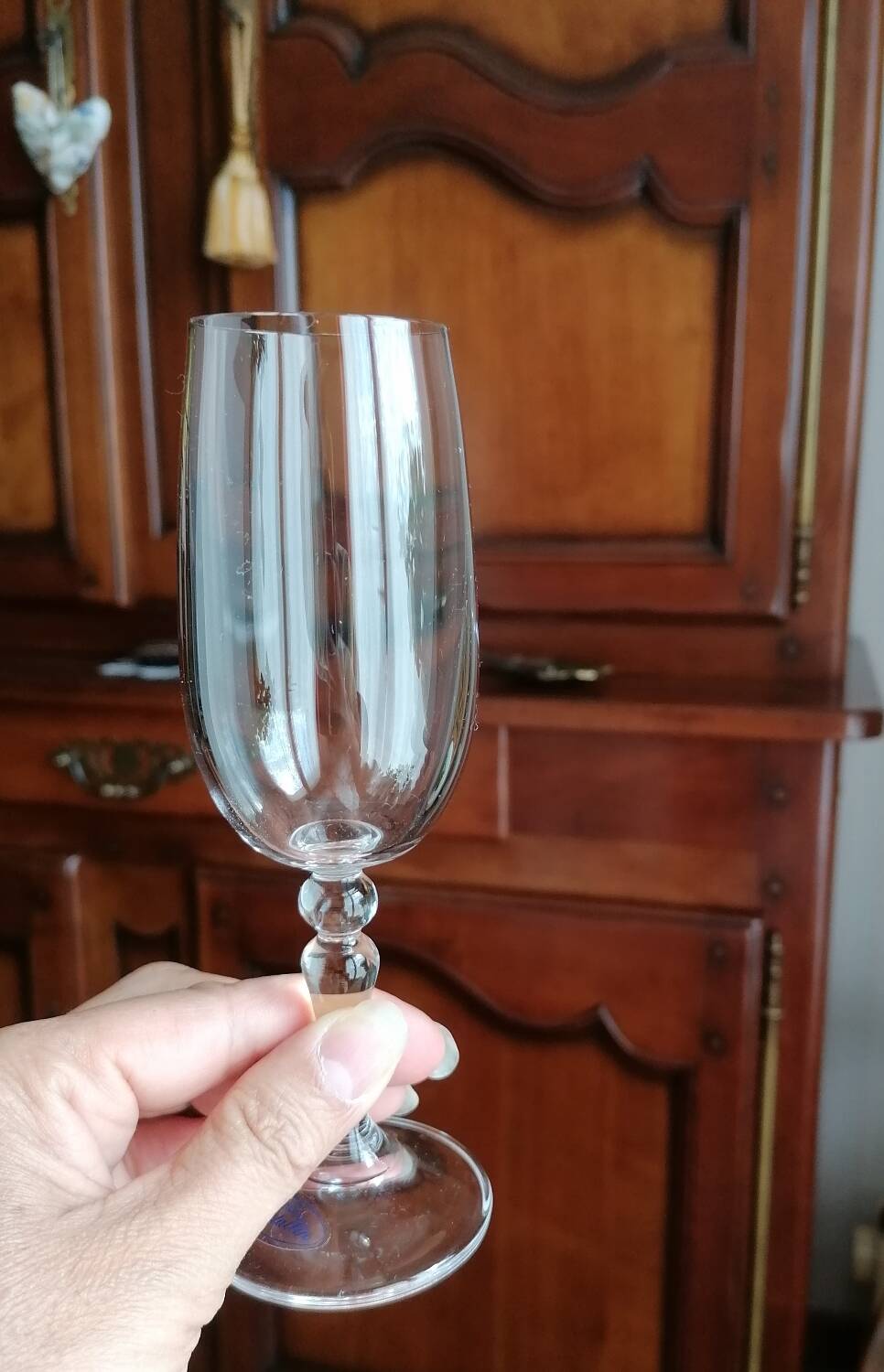 6 real crystal stem glasses