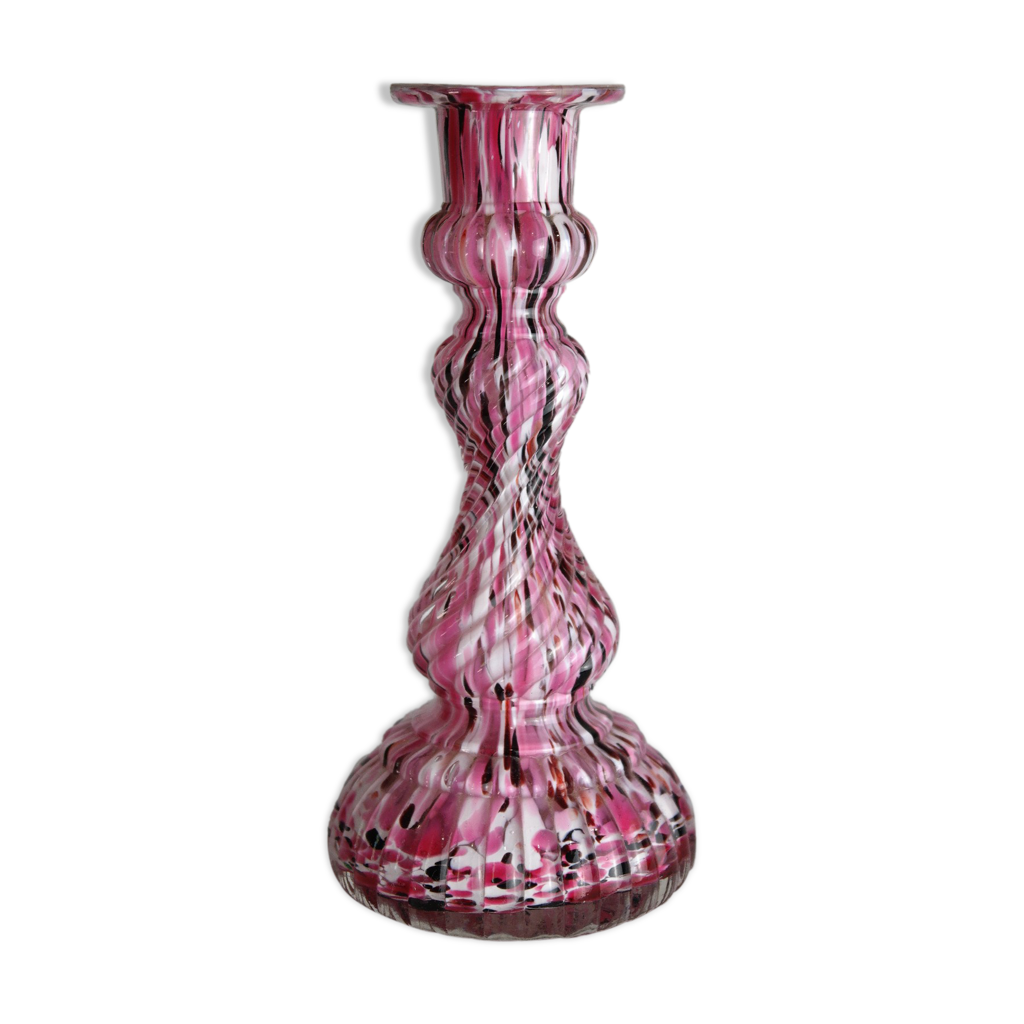 Vase verre de Clichy Legras Rose début XXème | Selency