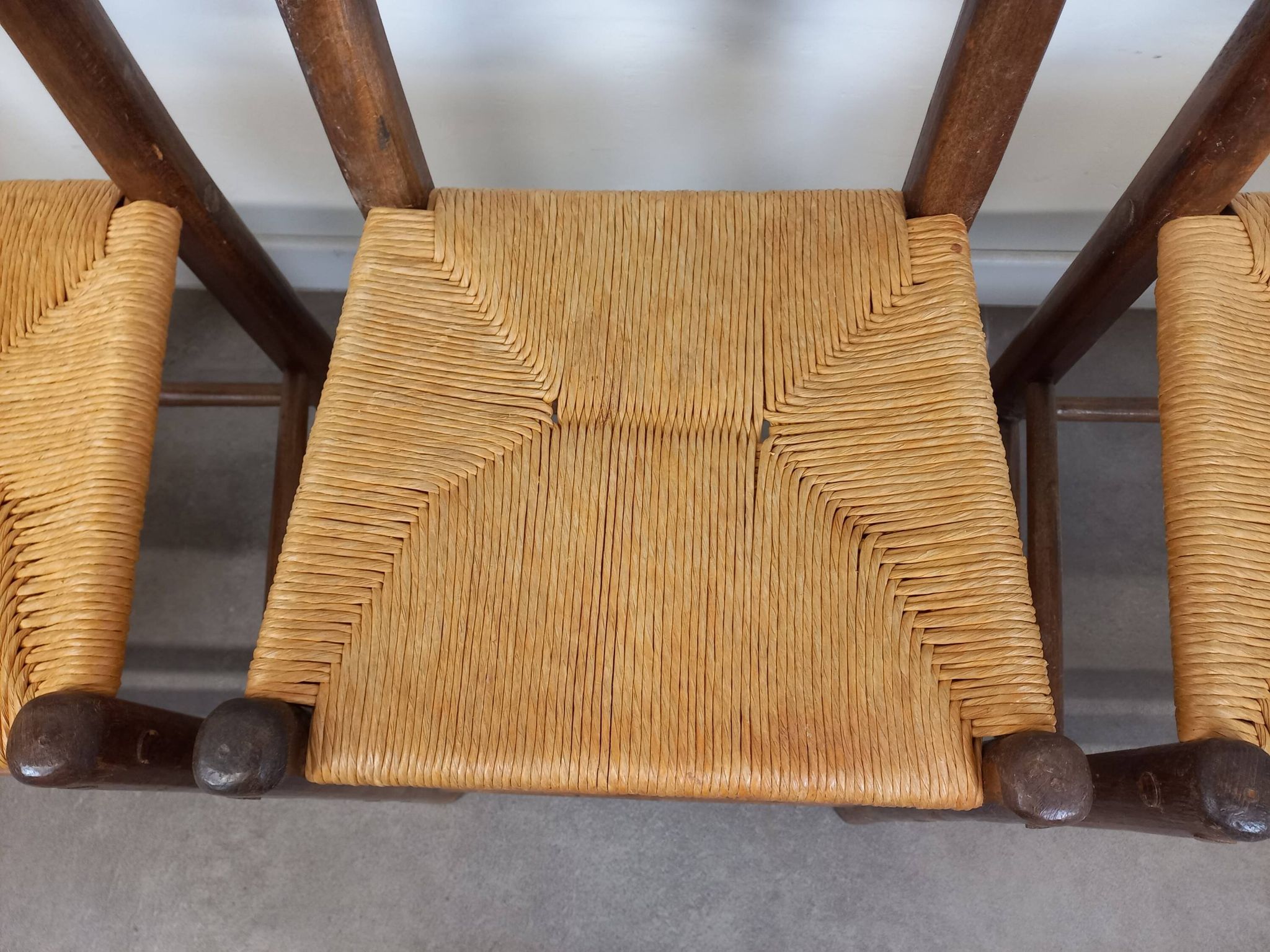 Straw brutalist chairs, set of 4