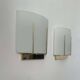 Pair of vintage wall lights, gilded brass and sandblasted glass, Italy 1970