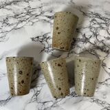 Beige pyrite stoneware mugs