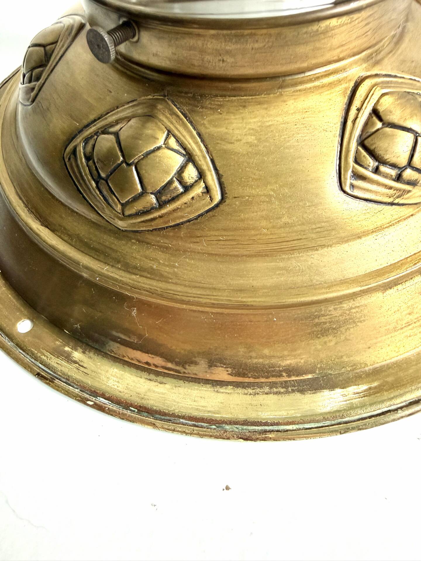 Scandinavian Art Deco Ceiling Lamp in Brass & Glass