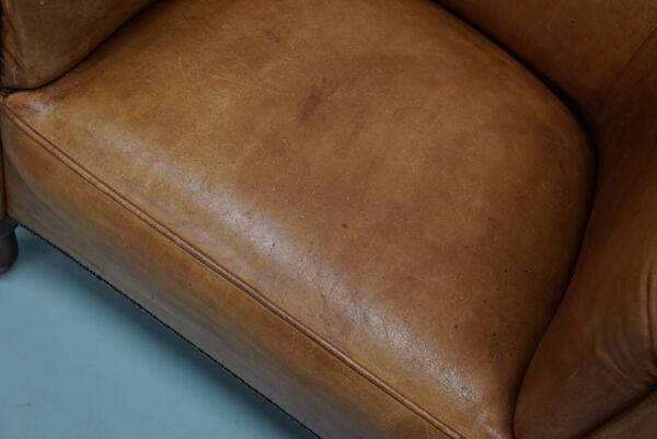 Fauteuil Club Vintage en Cuir Couleur Cognac, Pays-Bas