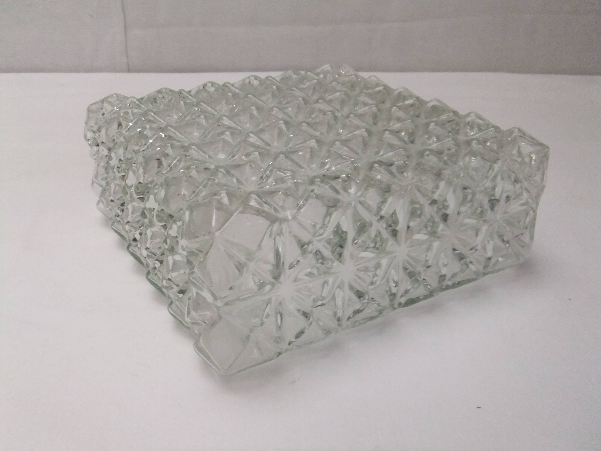 Old vintage ceiling light molded glass suspension chandelier