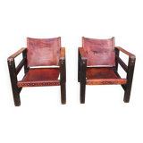 Pair of safari-style armchairs, 1930s