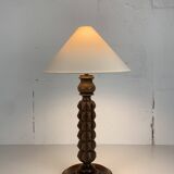Brutalist wood turned table lamp in the style of Charles Dudouyt, 1940s