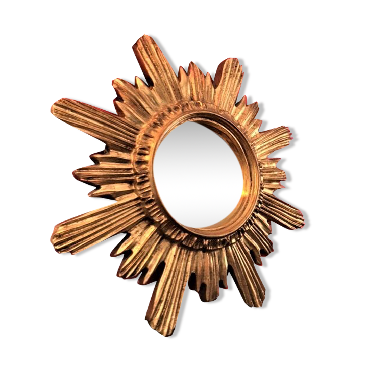 Sun mirror gilded wood with gold leaf, 42 cm