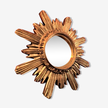 Sun mirror gilded wood with gold leaf, 42 cm