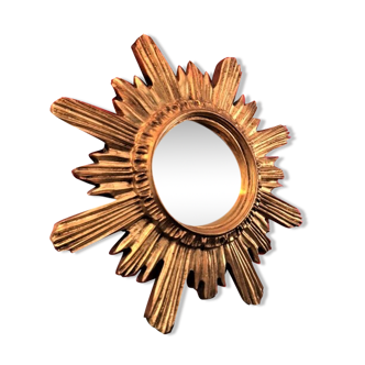 Sun mirror gilded wood with gold leaf, 42 cm